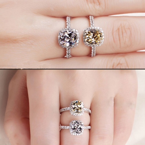 Diamond Princess Cut Simulated White Sapphire Ring, BEAUTIFUL RING, SHINY RING. - Picture 7 of 8